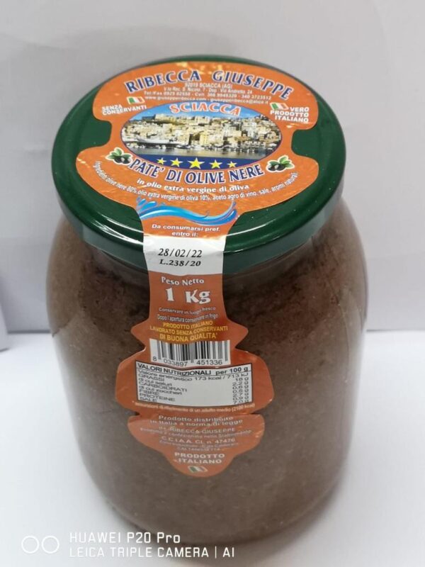 PATE' DI OLIVE NERI in Olio di Oliva Kg 1 